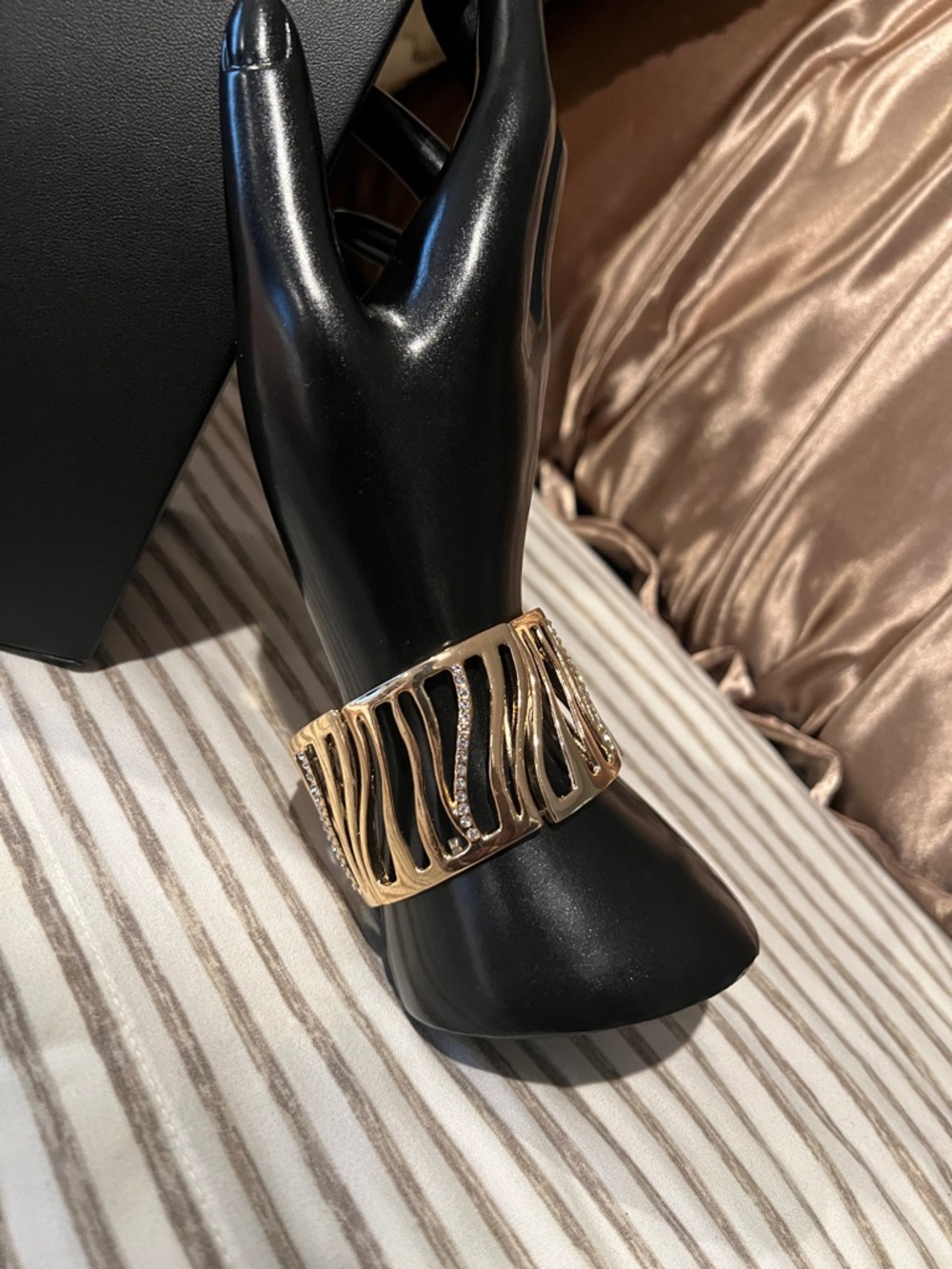 Beautiful Gold Openwork Wavy Cuff Bracelet - Women’s Jewelry